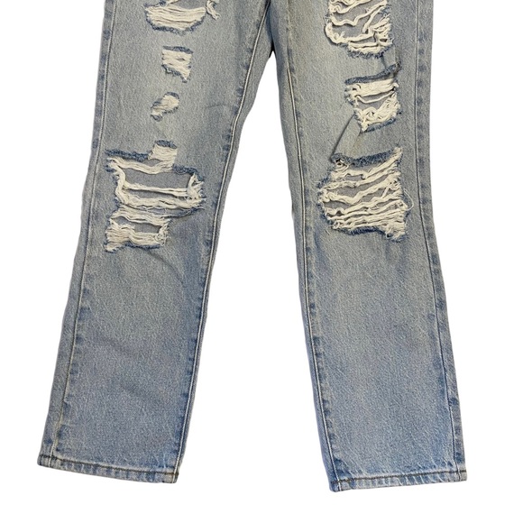 PACSUN New Distressed Mom Jeans High Rise Light Blue Wash Ripped Size 26 - Picture 4 of 16